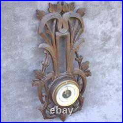 Exquisite antique 1920s Black Forest Barometer Germany Hand-Carved Wood German