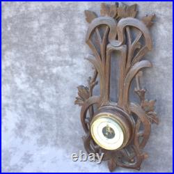 Exquisite antique 1920s Black Forest Barometer Germany Hand-Carved Wood German
