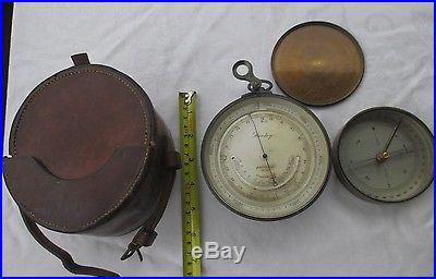 FINE CASED STANLEY 1790 COMPENSATED BAROMETER & COMPASS WITH COVER