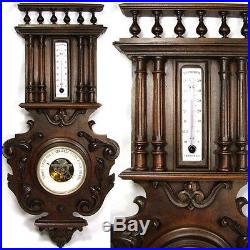 Fine Antique Victorian Era French Black Forest Style 26.5 Wall Barometer