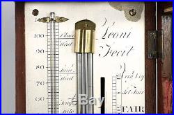 Fine English George III Antique Mahogany Stick Barometer, Early 19th Century