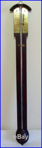 Fine London English Mahogany & Brass Stick Barometer circa 1850