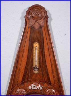 French Antique Art Deco Barometer Thermometer Weather Station Rosewood (K)
