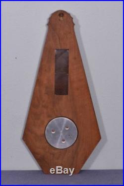 French Antique Art Deco Barometer Thermometer Weather Station Walnut Wood