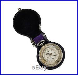 French Bourgeois Opt. N Pocket Thermometer Compass Barometer Nickel 19th century