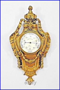 French Louis XVI Style Bronze Wall Barometer with an Urn Finial Top