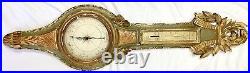 French Louis XVI Style Gilded And Painted Wood Wall Barometer
