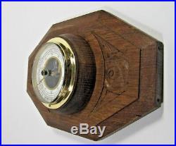 French Oak Wooden Barometer Antique Wall Hanging Art Deco Hand Carved