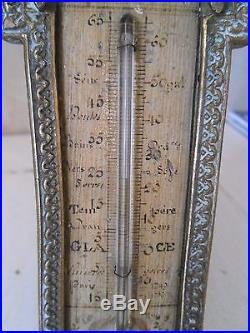 French antiquity barometer / thermometer xix èm bronze and wood style louis xvi