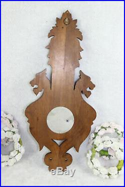 French wood carved Dragon chimaera animal figurines wall barometer