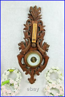 French wood carved black forest design dragons gothic barometer 1960