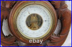 French wood carved black forest design dragons gothic barometer 1960