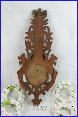 French wood carved black forest design dragons gothic barometer 1960