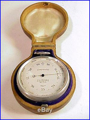 ~ GOOD CASED POCKET BAROMETER ~