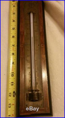 GORGEOUS 19th cent. Antique wall thermometer on inlaid plaque. 1889
