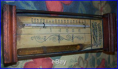 GOTHIC C. 1900 WHEATLET WALL MOUNT DRUGSTORE ADVERTISING THEMOMETER BAROMETER