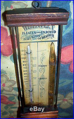GOTHIC C. 1900 WHEATLET WALL MOUNT DRUGSTORE ADVERTISING THEMOMETER BAROMETER