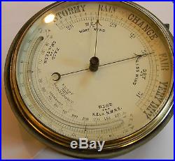 GREAT LOOKING FINE ANTIQUE 19TH CENTURY ENGLISH BRASS BAROMETER THERMOMETER