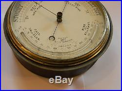 GREAT LOOKING FINE ANTIQUE 19TH CENTURY ENGLISH BRASS BAROMETER THERMOMETER