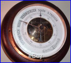 German Antique Sturmisch Regen Veranderlich Schon S. Trocken Round Barometer