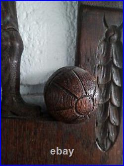 German Black Forest Carved Wooden Barometer Football Soccer Sport Gothic Wall