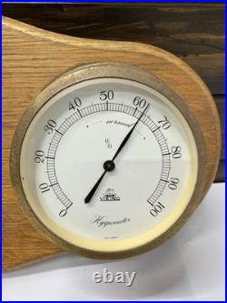 German Made Original Double Brass Barometer Viking Weather Gauge on Wood Panel