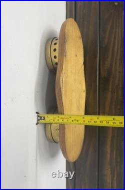 German Made Original Double Brass Barometer Viking Weather Gauge on Wood Panel