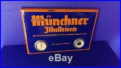 German Porcelain Munchner Illustrierte advertising Barometer Thermometer Antique