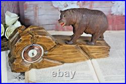 Gorgeous BLACK FOREST wood carved bear barometer rare model Germany 1900