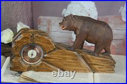 Gorgeous BLACK FOREST wood carved bear barometer rare model Germany 1900