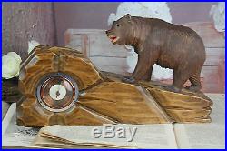 Gorgeous BLACK FOREST wood carved bear barometer rare model Germany 1900