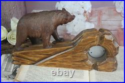 Gorgeous BLACK FOREST wood carved bear barometer rare model Germany 1900