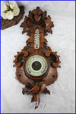 Gorgeous German black forest style Wood carved Barometer circa1935 leaves