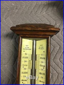 Great Old (mid 1800's) 38 English Oak Stick Barometer Working