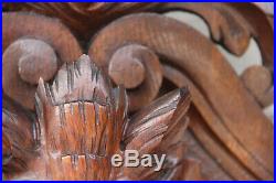 HUGE 38.5 Black forest wood carved hunt trophy Birds fish barometer rare