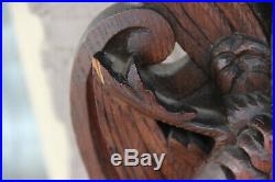 HUGE 38.5 Black forest wood carved hunt trophy Birds fish barometer rare