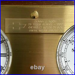 Hamilton Clock Heavy Brass Wood Barometer Quartz Germany Vintage Wall Desk GM