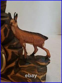 Hand Carved Black Forest Antelope with Meteo Precision Barometer and Temperature
