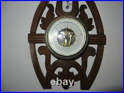 Hand-carved wooden barometer thermometer from Germany / Art Nouveau period
