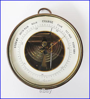 Handsome Antique Aneroid Barometer, Brass Case