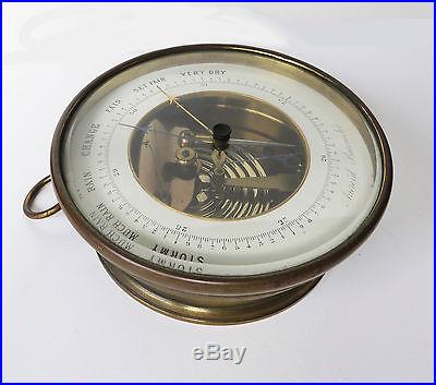 Handsome Antique Aneroid Barometer, Brass Case