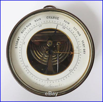Handsome Antique Aneroid Barometer, Brass Case