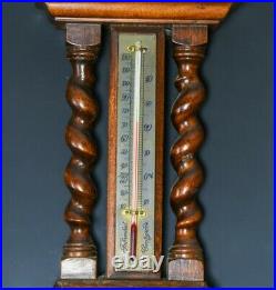 Handsome Antique Short & Mason London English Walnut Cased Barometer Thermometer