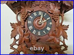Huge 31 Inch Cuckoo Quail German Wall Clock-1885/1895-Great Label-MINT COND