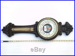 Huge 33' Carved Antique Circa 1890 Philadelphia Thermometer & Aneroid Barometer