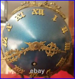 Huge 38 Brass Mystery Swinger Clock In Cobalt Blue