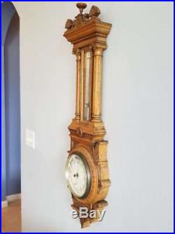 Huge Antique Solid Oak Aneroid Barometer John Bruce & Son, Liverpool