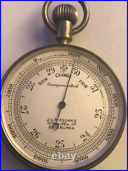 JC McKechnie, Edinburgh, 19th C pocket barometer in case