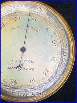 J. J. Hicks Pocket Barometer Compensated With Leather Hard Case