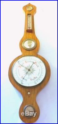 J. J. Lockwood English Walnut Wheel & Barometer/Thermometer Weather Station